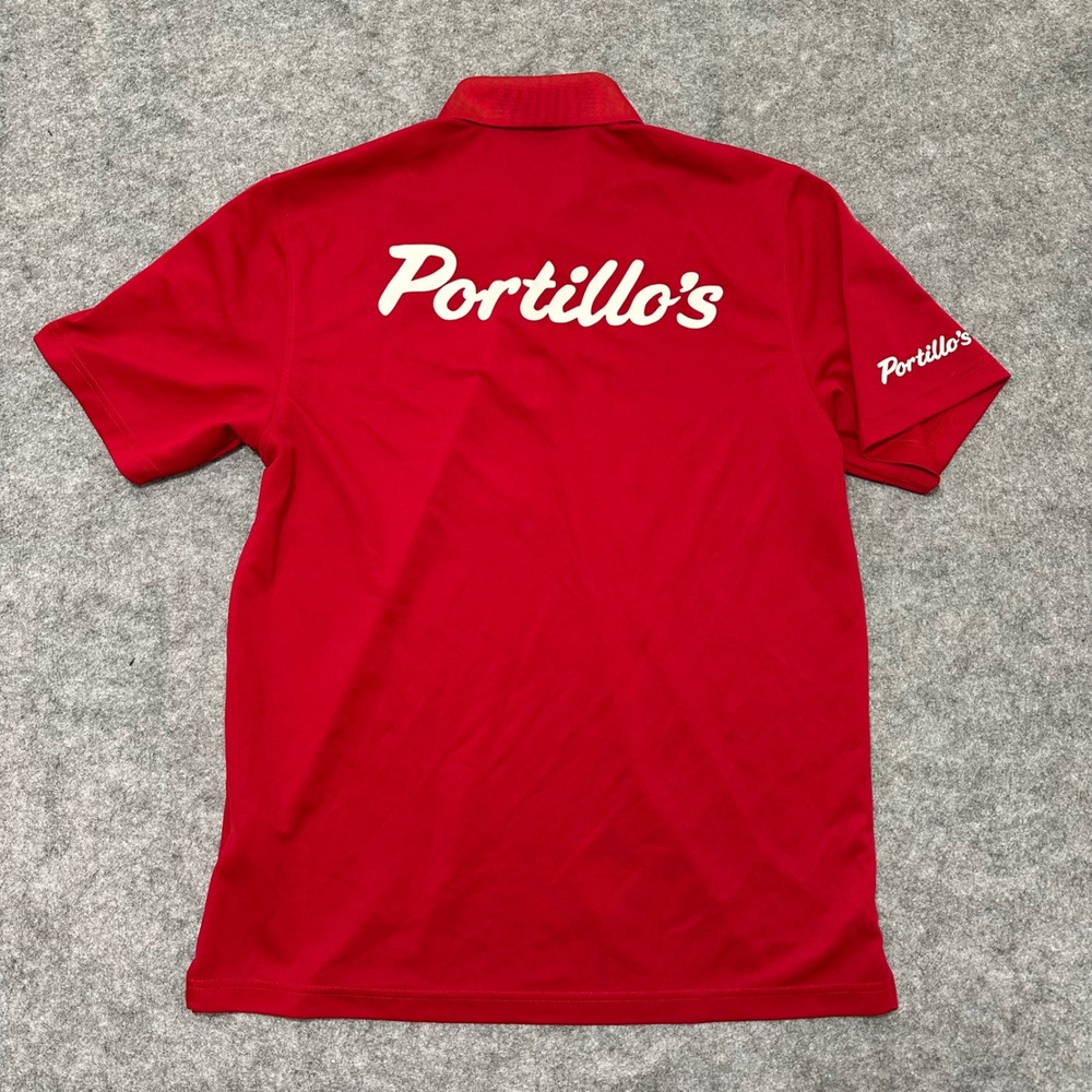 Portillos Logo‎ Port Authority Polo Shirt Mens Large Red Graphic Short Sleeve